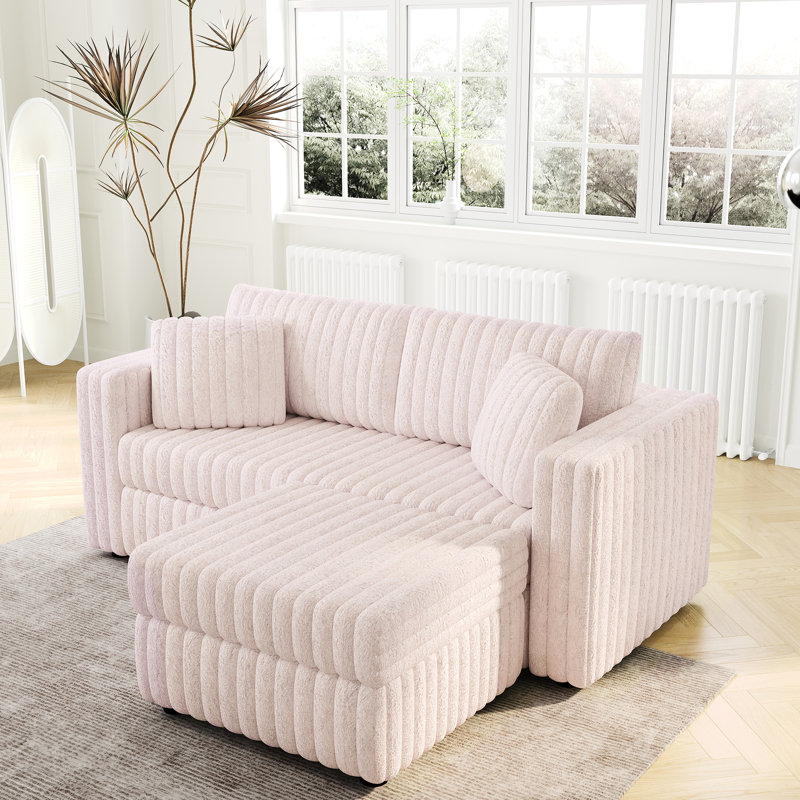 Pink Modular With Hydraulic Lift. 75.6" Stylish Seating Option. Quality Build. Solid Wood Frame, High Sponge Filler. Detachable Cushions. Multi-Functional Storage. Contemporary Furniture Design Lift