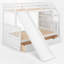Lit simple superposé au dessus d'un lit double avec escalier de rangement-930400289