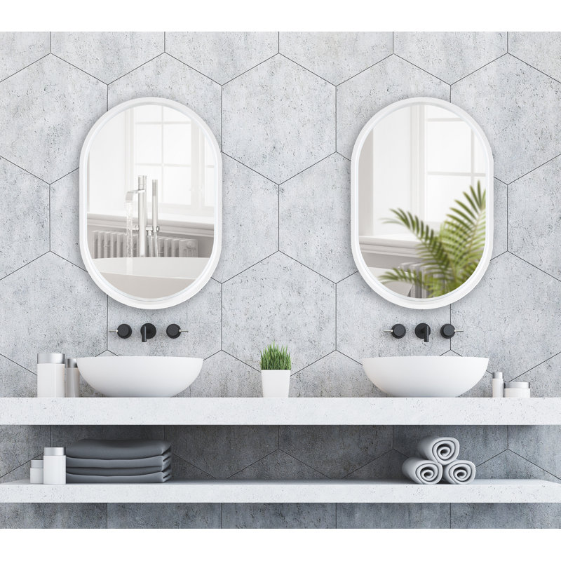 Miroir de salle de bain Arranjeet, 30 po x 20 po, Blanc