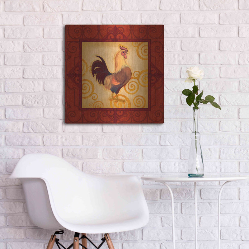 Luxe Metal Art 'Rooster 1' By Viv Eisner, Metal Wa " Rooster 1 " by Viv Eisner Painting Print, 24" H x 24" W x 0.13" D