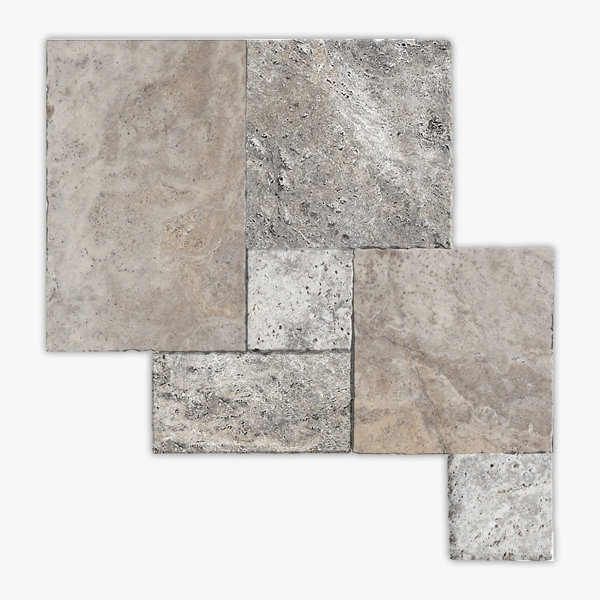 Silver Brushed Chiseled Edge 8 Inch Versailles Travertine Tile