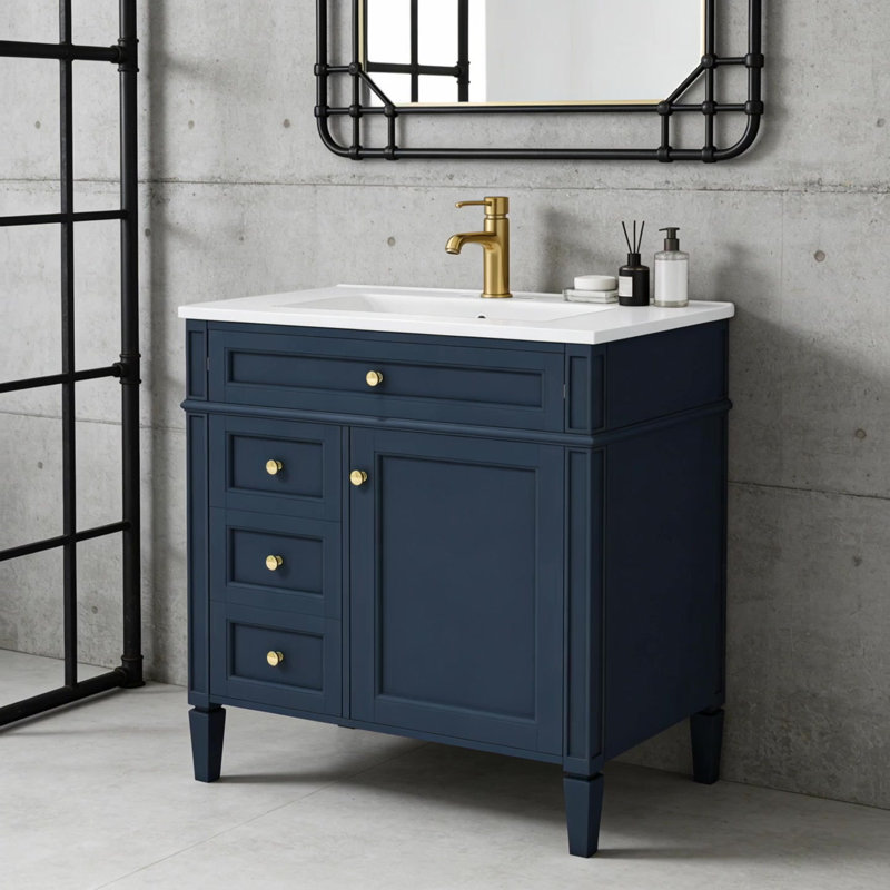 Meuble-lavabo de 30 po avec lavabo supérieur, 2 tiroirs et un tiroir basculant