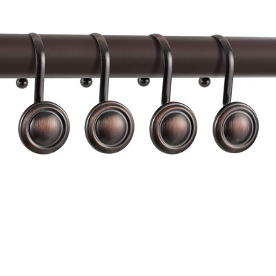 Anneaux de crochets de rideau de douche en bronze, crochets de rideau de douche décoratifs huilés, crochets de douche rétro antirouille pour salle de bain, ensemble de 12 (bronze huilé)