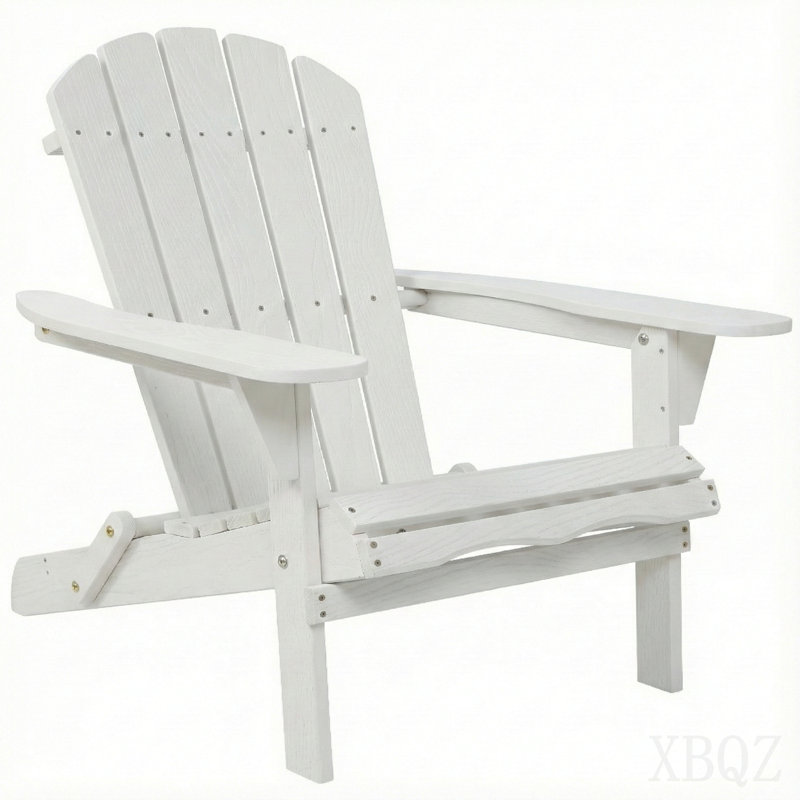 Chaise de patio en bois pour le jardin Chaise d'extérieur pliante en bois Adirondack, Blanc