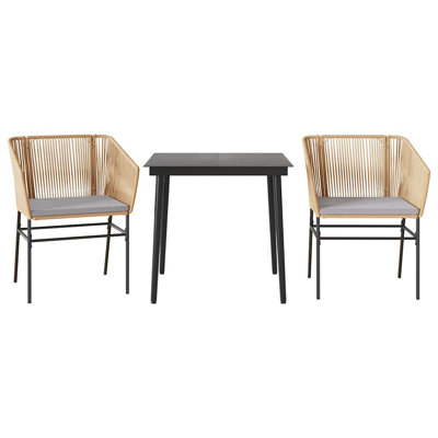 Patio Dining Set With Cushions Poly Rattan Glass