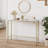 Narrow Console Table With Charging Station, Gold & White Sofa Table For Living Room, Behind Couch Table With 2 Outlets & 2 USB Ports, Entryway Hallway Table