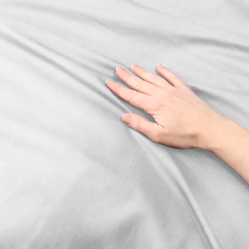 Superior Quality 300-Thread Count 100% Cotton Percale Duvet Cover Set, Full / Queen Duvet Cover + 2 Shams, Smoked Pearl