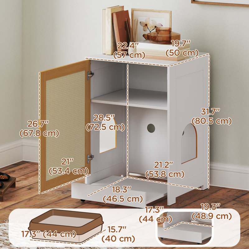Enceinte de litière pour chat, Meuble de litière caché