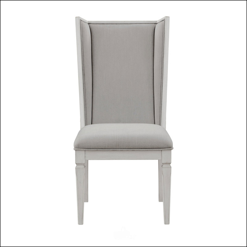 Chaise d'appoint en lin gris clair et blanc vieilli