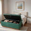 Banc moderne avec repose-pieds rembourré avec compartiment de rangement dissimulé, plateau rabattable et base en bois naturel-838181369-838181375