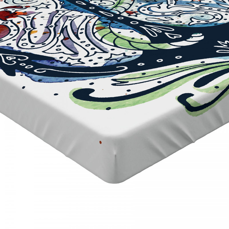 Colorful Anchor Print Queen Microfiber Fitted Sheet