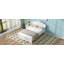 Lit plateforme double en bois avec tête de lit-976465496
