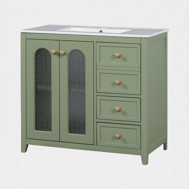 Meuble-lavabo 36 "avec tiroirs, Vert