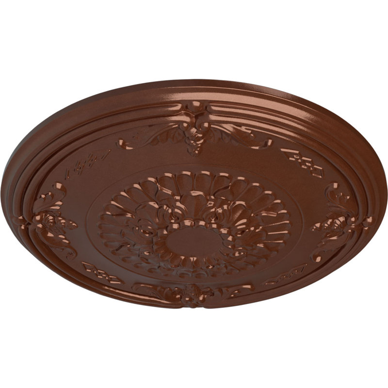 Médaillon de plafond Endurathane Loera, DE 26 5/8 po x P 4 1/2 po x P 1 3/8 po (convient aux auvents jusqu'à 6 1/4 po), pot peint à la main de fini craquelé crème