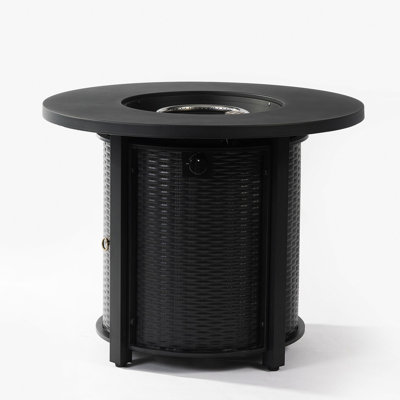 32" Propane Gas Fire Pit Table, 50000 BTU Round Steel Fire Pit For Outside Patio Deck Garden Courtyard-Black
