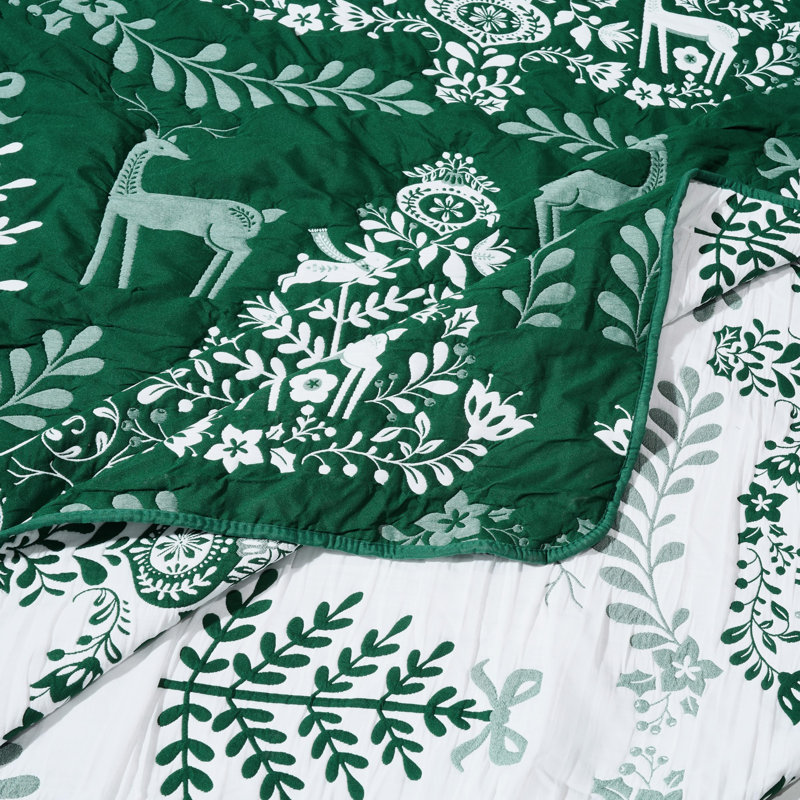 Ensemble de couvre-lit réversible 3 pièces Noella Green de Greenland Home Fashions, Queen