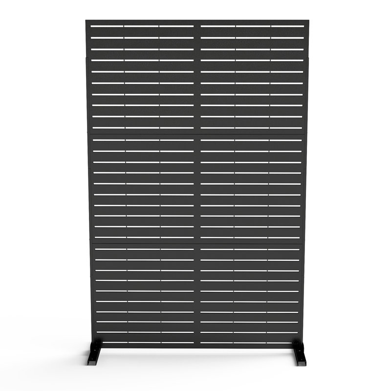 Panneau de clôture en métal 72,5 po x 47,5 po, Noir, noir, noir, noir