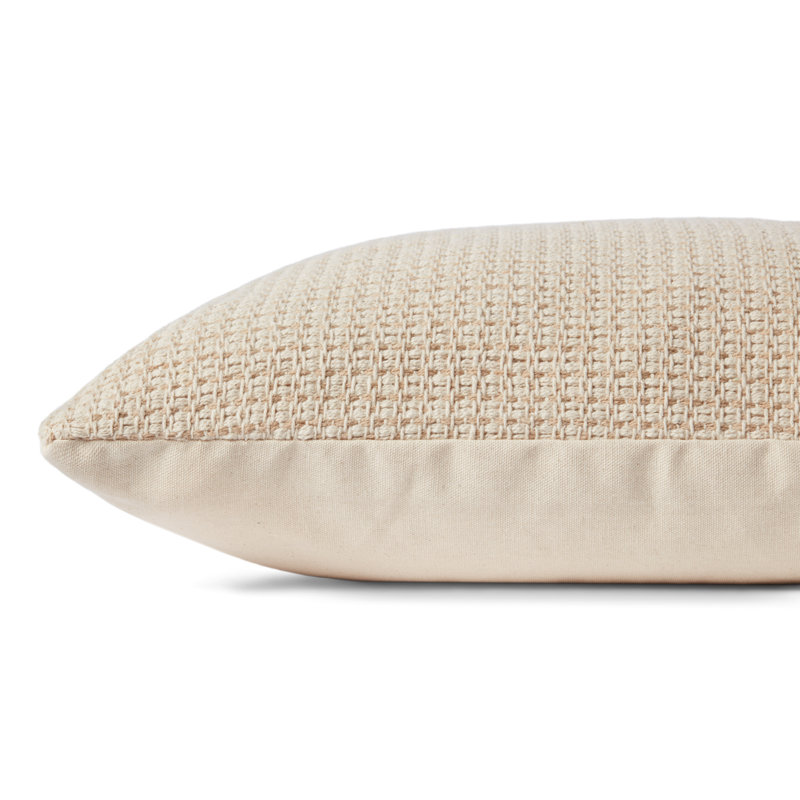 Beige and Ivory Textured Cotton Accent Pillow