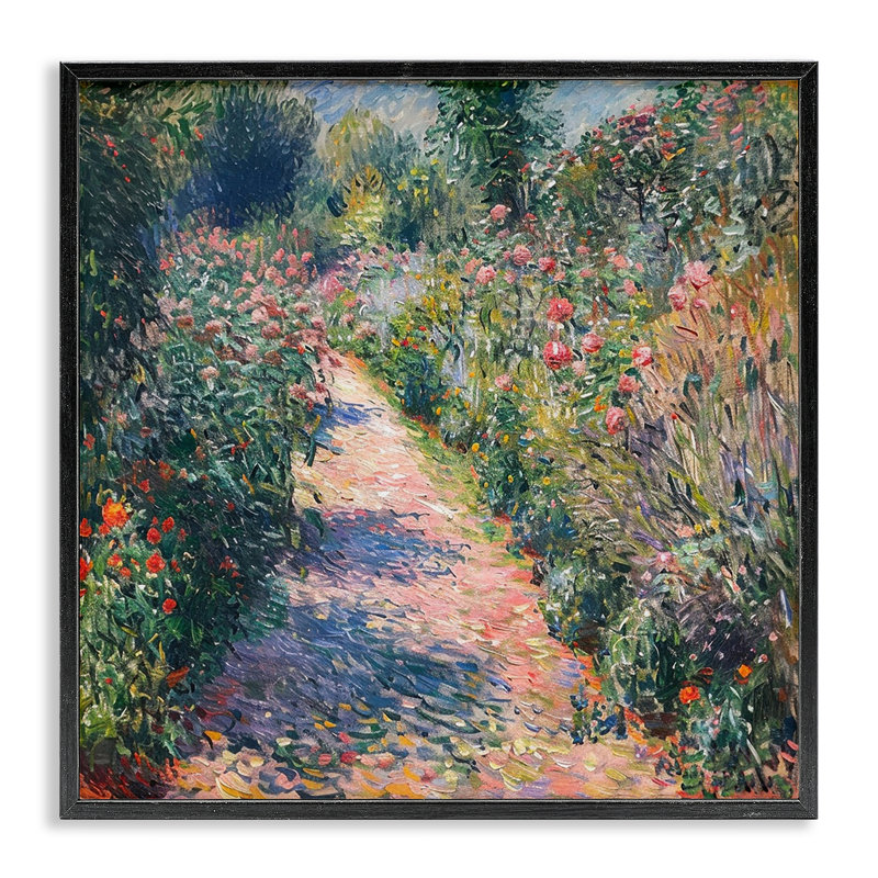 Impressionnisme impressionniste sur un sentier de fleurs sauvages, design par LSR Creative Studio, H 24 po x l 24 po