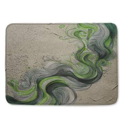 Swirling Green Gray Waves Bath Mat