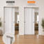 Porte coulissante blanche à 2 panneaux de style shaker avec cadre et porte intérieure moderne pour garde-manger, garde-robe et salle de lavage-133356738