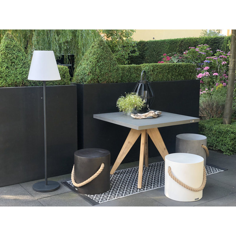 Concrete Outdoor Ottoman, White