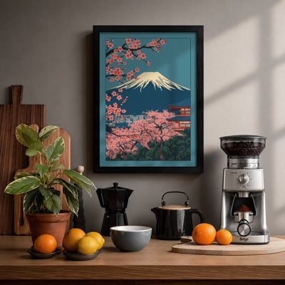 Moonlit Cherry Blossom Japandi - Framed Print