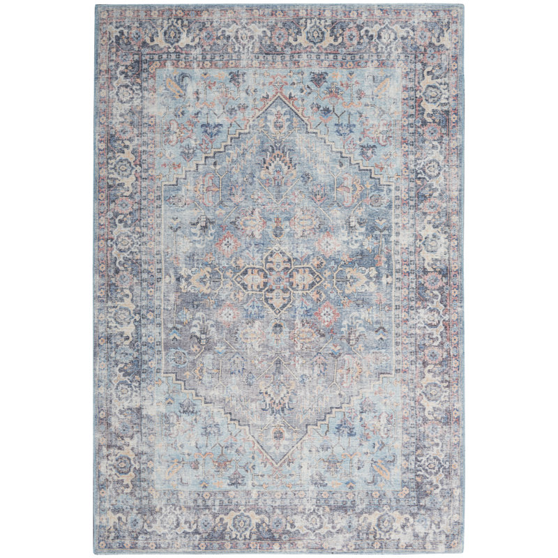 Quillin Machine Washable Oriental Area Rug , Rectangle 6' x 9'
