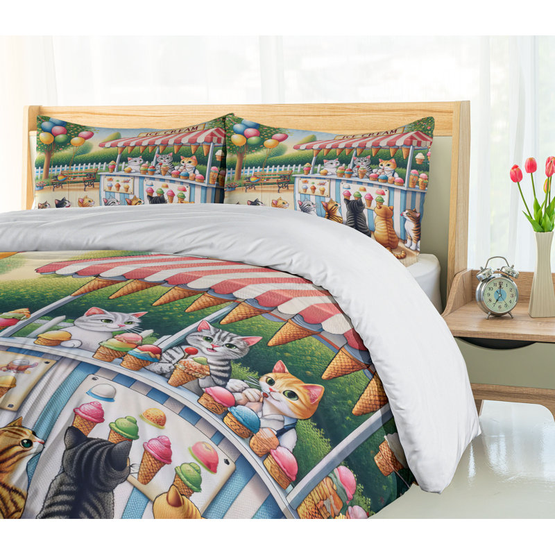 Cats Duvet Cover, Queen Duvet Cover + 2 Standard Shams