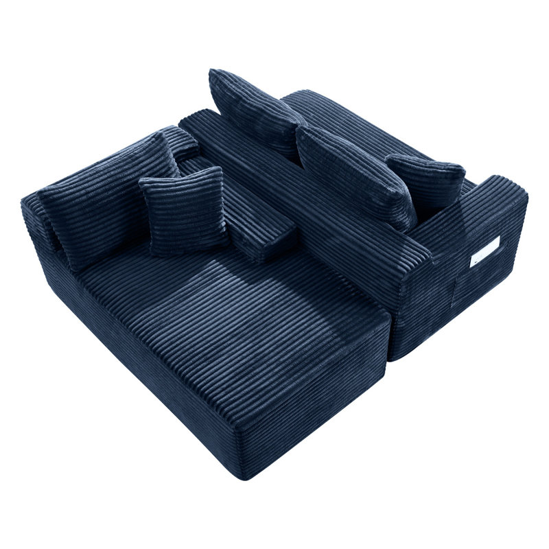 Canapé modulaire 106,3 po Cloud, H 33 po x l 106,3 po x P 69 po, Orienté à droite, Bleu