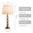 Crystal Table Lamp with Natural White Linen Shade, Vintage Rustic