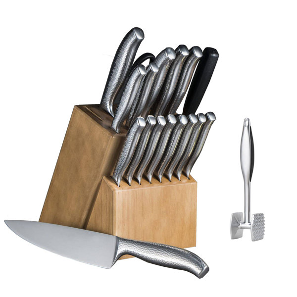 Flenc Kai Kitchen Knife Set 19 Pieces German Stainless Steel Knife Set with  Block and Meat Shredder Claws & Reviews