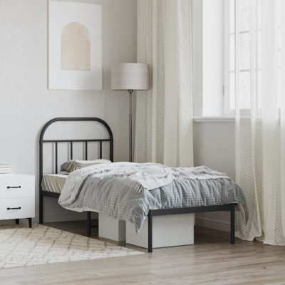 Marlow Home Co. Metal Bed Frame With Headboard And Footboard Black 100X190 Cm