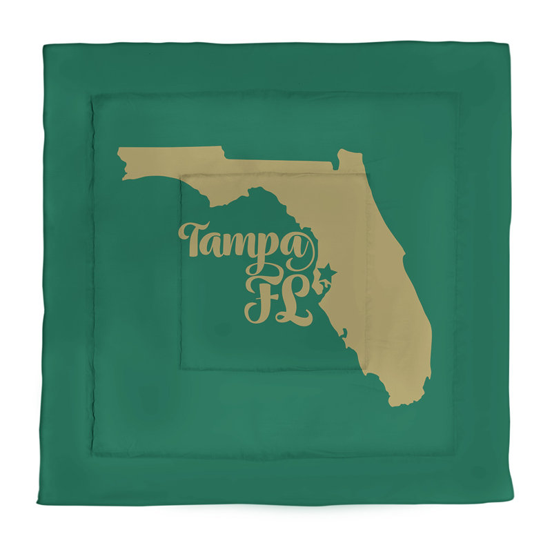 Tampa Polyester Comforter, Green/Gold