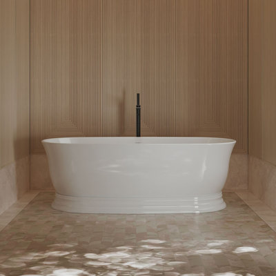 MonBlari 71" X 31.5" Acrylic Freestanding White Soaking Bathtub with Overflow and Pop-up Drain For Bathroom