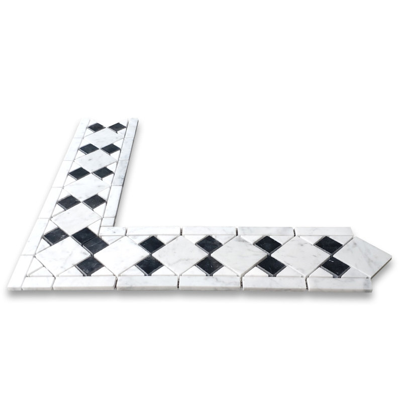 8" x 8" Marble Mosaic Sheet Wall Floor Use Tile, White/Black