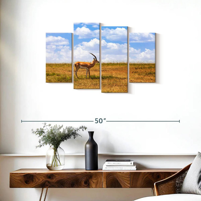 Gazelle dans la savane, H 22 po x l 36 po