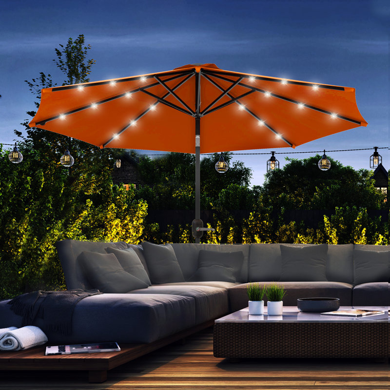 Brionie 268cm Lighted Tilt Beach,Traditional,Balcony Parasol, Orange