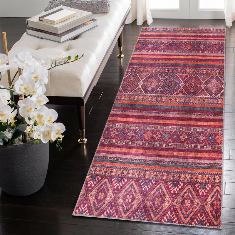 Oriental Cotton and Chenille Flatweave Area Rug, 100 x 200 cm