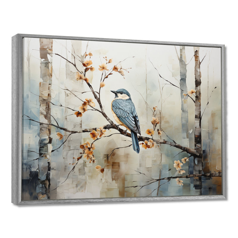 Birch Woods Ethereal Elegance III - Art mural bouleau, H 34 po x l 44 po x P 1,5 po, Encadrement argenté