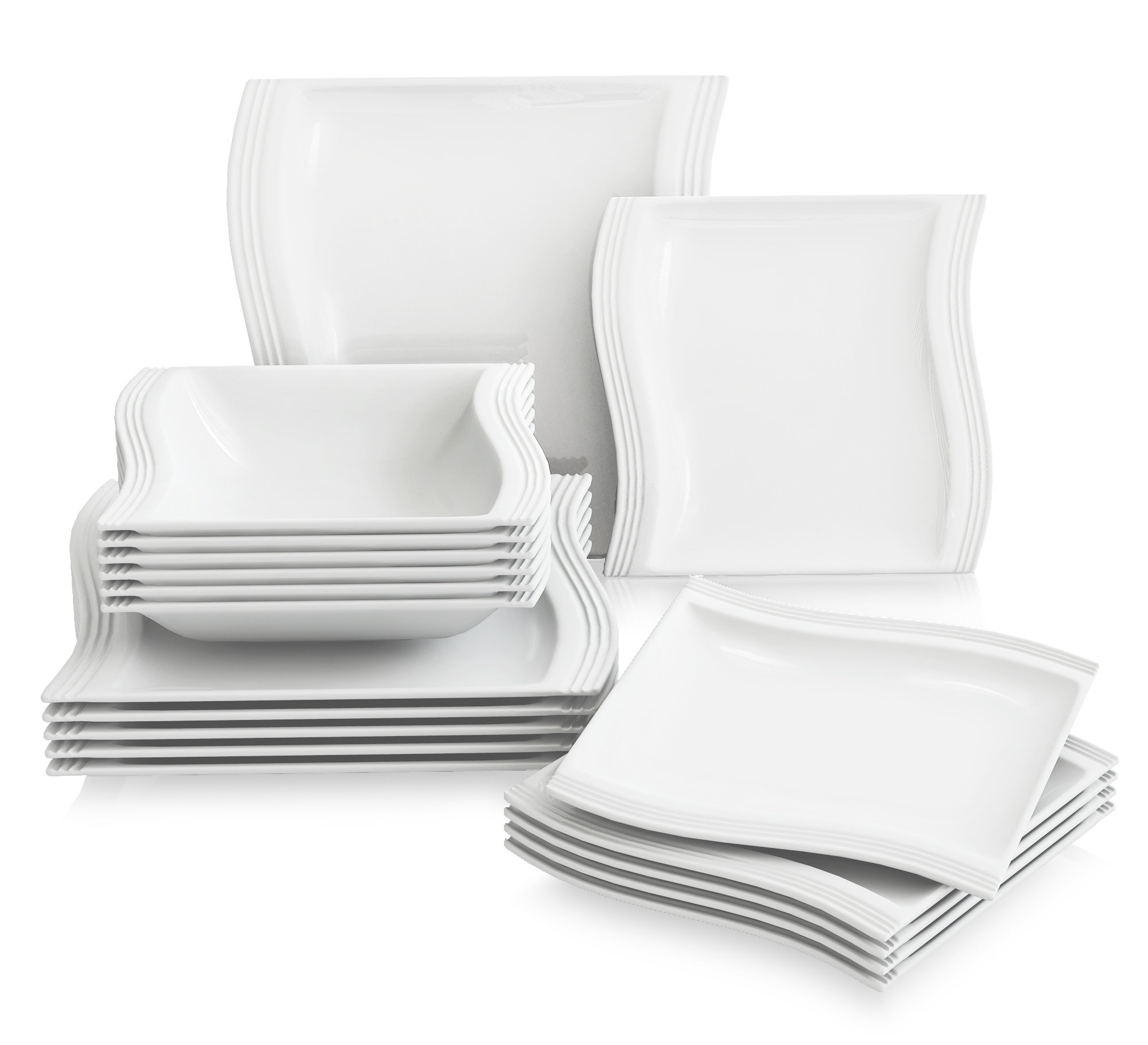 MALACASA Amparo 30-Piece Ivory White Porcelain Dinnerware Set