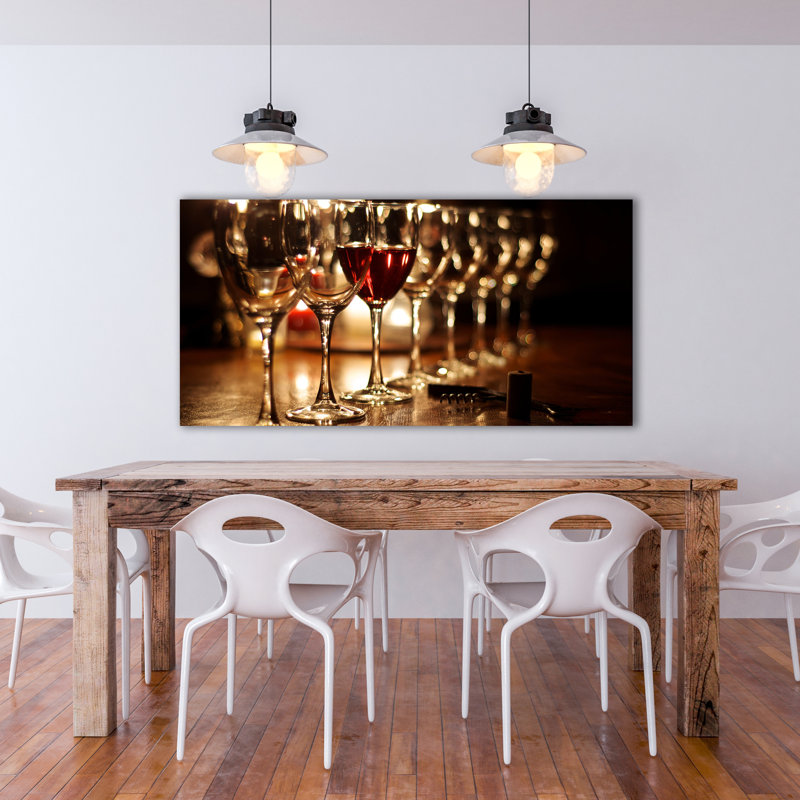 Verre de vin rouge, impression sur toile Wallart, H 30 po x l 60 po x P 1,5 po, Papier