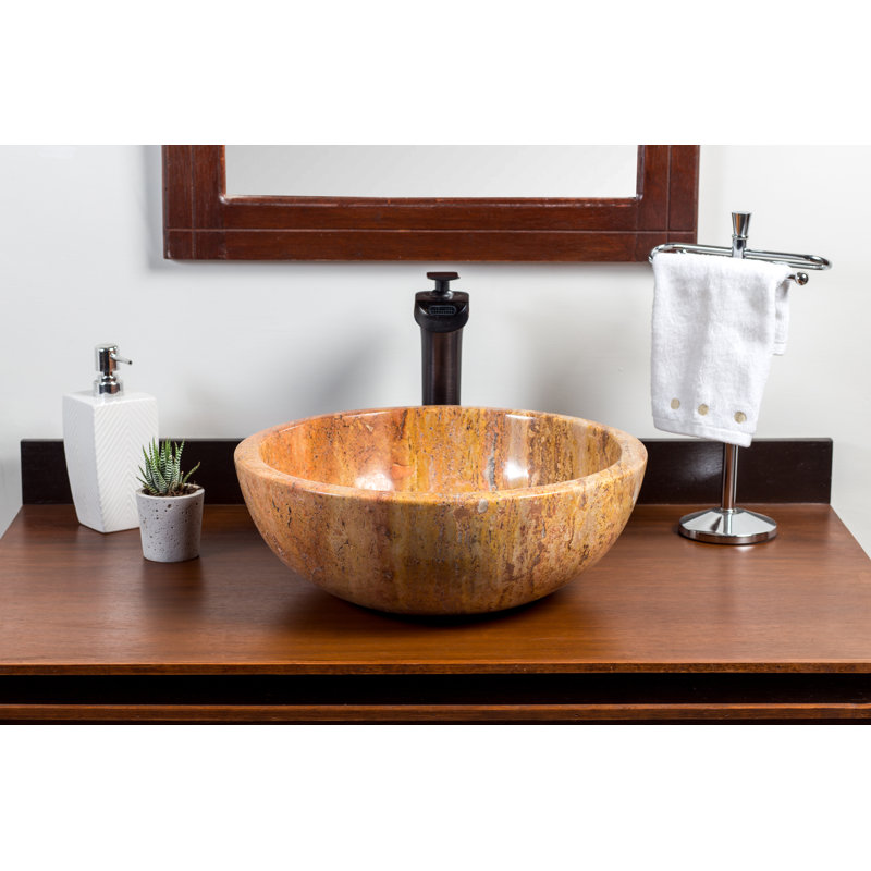 Laguna Marble 16'' Peach Stone Circular Bathroom Sink