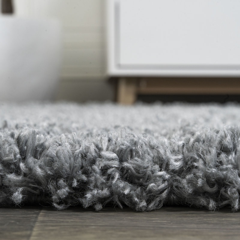 Collesse Solid Shag Gray Rug, Rectangle 4' x 6'