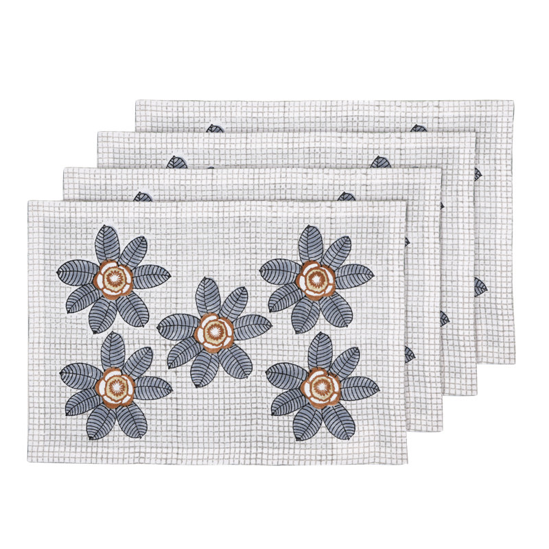 Elephant Apple Flowers Table Placemat 14x20 Inch, Blue