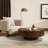 31.5" & 35" Round Solid Wood Burl Coffee Table – Unique Natural Swirl Patterns, Curved Elegant Design, Handcrafted Centerpiece-1089056193-1089056194