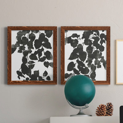 Silhouette de Pothos I - ensemble de 2 peintures sur toile encadrées