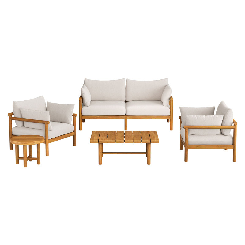 Ensemble de meubles d'extérieur en bois de teck 5 pièces Araujo