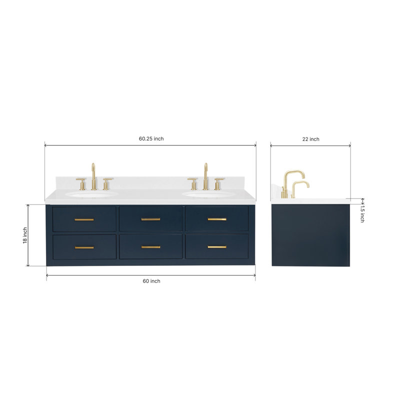 Macmullin 72.25'' W Double Vanity, Midnight Blue, 60"