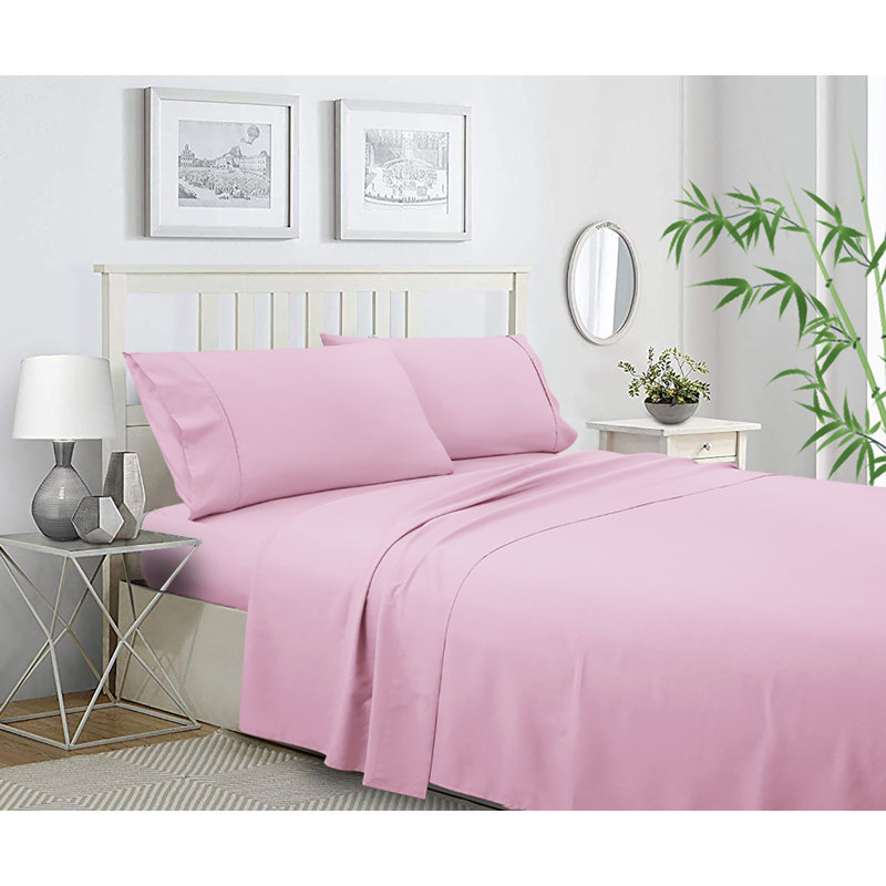Ensemble de draps en bambou et rayonne avec taies d'oreiller, Lavande, Ensemble de draps pour lit simple TG + 3 articles 